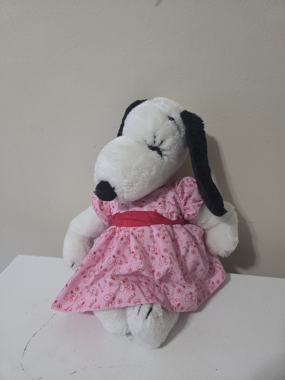 Vintage Plush Snoopy's Sister BELLE Pink Dress 10” Peanuts 1968 United Syndicate
